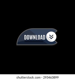 Colorful download web button with arrow. Modern flat design, paper graphic, website icon and design element