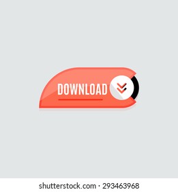 Colorful download web button with arrow. Modern flat design, paper graphic, website icon and design element