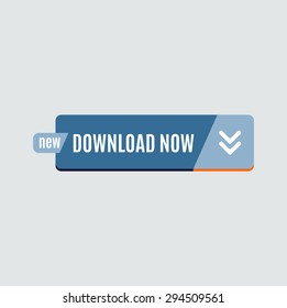 Colorful download web button with arrow. Modern flat design, paper graphic, website icon and design element