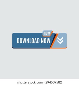 Colorido botón web de descarga con flecha. Diseño plano moderno, gráfico de papel, icono del sitio web y elemento de diseño