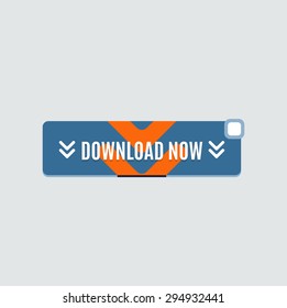 Colorful download web button with arrow. Modern flat design, paper graphic, website icon and design element