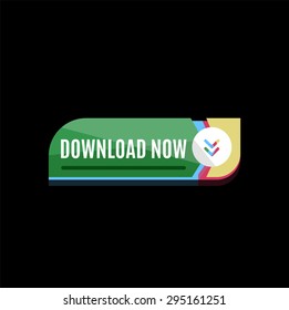 Colorful download web button with arrow. Modern flat design, paper graphic, website icon and design element