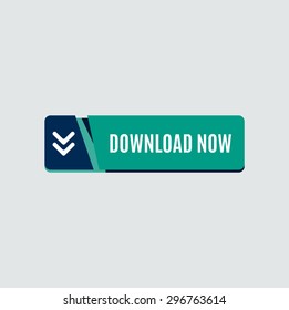 Colorido botón web de descarga con flecha. Diseño plano moderno, gráfico de papel, icono del sitio web y elemento de diseño