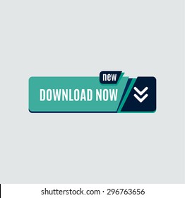 Colorful download web button with arrow. Modern flat design, paper graphic, website icon and design element