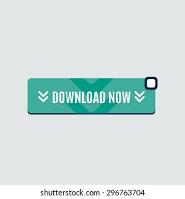 Colorful download web button with arrow. Modern flat design, paper graphic, website icon and design element
