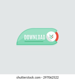 Colorful download web button with arrow. Modern flat design, paper graphic, website icon and design element