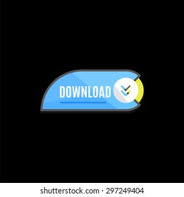 Colorful download web button with arrow. Modern flat design, paper graphic, website icon and design element