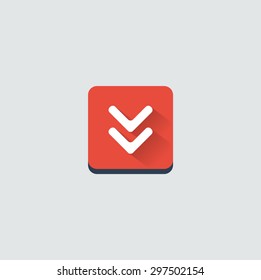 Colorful download web button with arrow. Modern flat design, paper graphic, website icon and design element