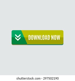 Colorido botón web de descarga con flecha. Diseño plano moderno, gráfico de papel, icono del sitio web y elemento de diseño