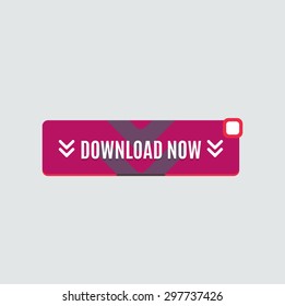 Colorido botón web de descarga con flecha. Diseño plano moderno, gráfico de papel, icono del sitio web y elemento de diseño