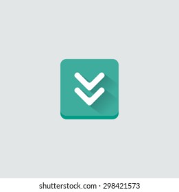 Colorful download web button with arrow. Modern flat design, paper graphic, website icon and design element