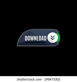 Colorful download web button with arrow. Modern flat design, paper graphic, website icon and design element