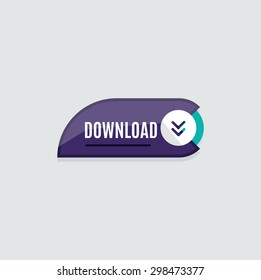 Colorful download web button with arrow. Modern flat design, paper graphic, website icon and design element