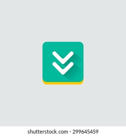 Colorful download web button with arrow. Modern flat design, paper graphic, website icon and design element