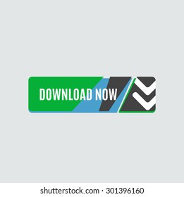 Colorful download web button with arrow. Modern flat design, paper graphic, website icon and design element