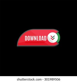 Colorful download web button with arrow. Modern flat design, paper graphic, website icon and design element