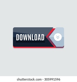 Colorful download web button with arrow. Modern flat design, paper graphic, website icon and design element