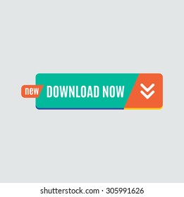 Colorful download web button with arrow. Modern flat design, paper graphic, website icon and design element