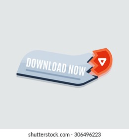 Colorful download web button with arrow. Modern flat design, paper graphic, website icon and design element