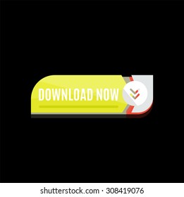 Colorful download web button with arrow. Modern flat design, paper graphic, website icon and design element