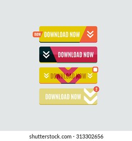 Colorful download web button with arrow. Modern flat design, paper graphic, website icon and design element