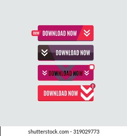 Farbige Download-Web-Schaltfläche mit Pfeil. Modernes Flachdesign, Papiergrafik, Website-Icon und Design-Element