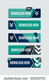 Colorful download web button with arrow. Modern flat design, paper graphic, website icon and design element