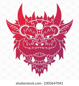 Colorful dragon in Asian style. Symbol of 2024. Illustration for the design of postcards, flyers, packaging. Minimalist Christmas illustration. Mythical creature. Square poster.