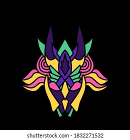 Colorful dragon head abstract ilustration art