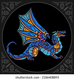 Colorful dragon head isolated on black background