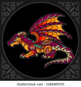 Colorful dragon head isolated on black background