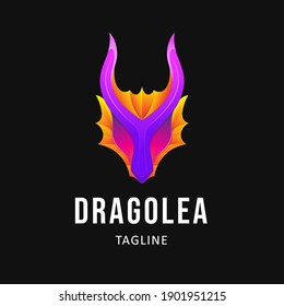 Diseño del logotipo del Dragón colorido. Plantilla de logotipo de estilo de degradado