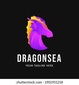 Colorful Dragon Logo Design. Gradient Style Logo template