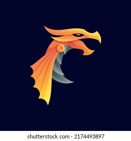 plantilla de vector de ilustración del logotipo de Dragon colorido