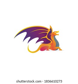 Colorful dragon mascot logo design