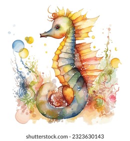 Colorful Dragon watercolor design clipart 