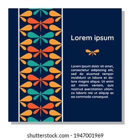 Colorful dragonfly card in simple style. Invitation, poster template