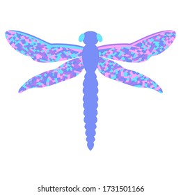 Colorful dragonfly in trendy style on white background. Beauty concept. Design element. Vector abstract dragonfly on white backdrop. Isolated vector illustration. Insect illustration in abstract style