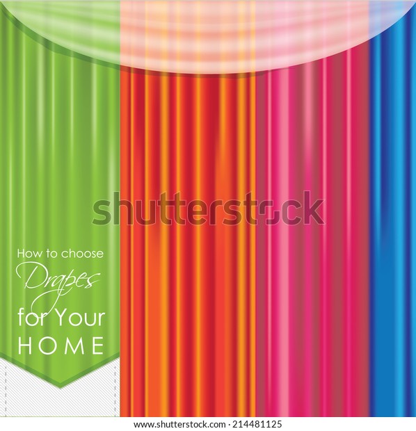Colorful Drapes Curtains Vector Illustration Background Stock