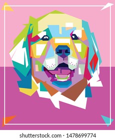 colorful drawing dog wallpaper. Illustration of animals.