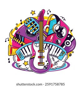 A Colorful Drawing Live Music Band Clipart