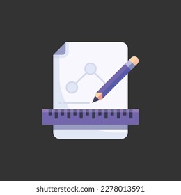 Colorful drawing plan icon in black background, EPS file