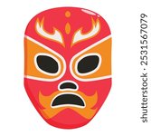 Colorful drawing representing a luchador mask with an angry expression, a traditional mexican wrestling mask