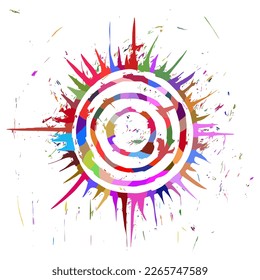 Colorful drawing of the sun, abstract stylization, vector illustration