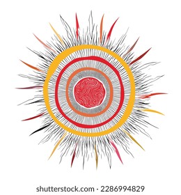 Colorful drawing of the sun, abstract stylization, vector illustration