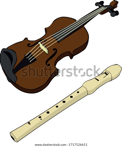 Dessin Colore D Un Violon Et D Une Image Vectorielle De Stock Libre De Droits