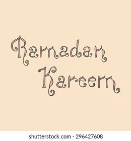 Colorful drawings of fesrive lettering. Hand drawn images of islamic festival artifacts for holiday design. Doodles of different ornaments