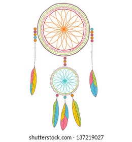 colorful dream catcher isolated on white