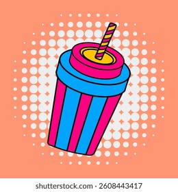 Colorful Drink Cup with Straw retro styles