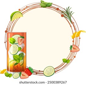 Colorful drink with fruits and herbs
